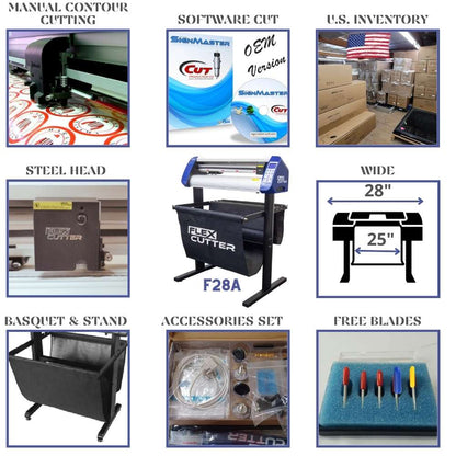 28" inches wide Vinyl Flex Cutter F28A w/ Laser Contour Cutting Function