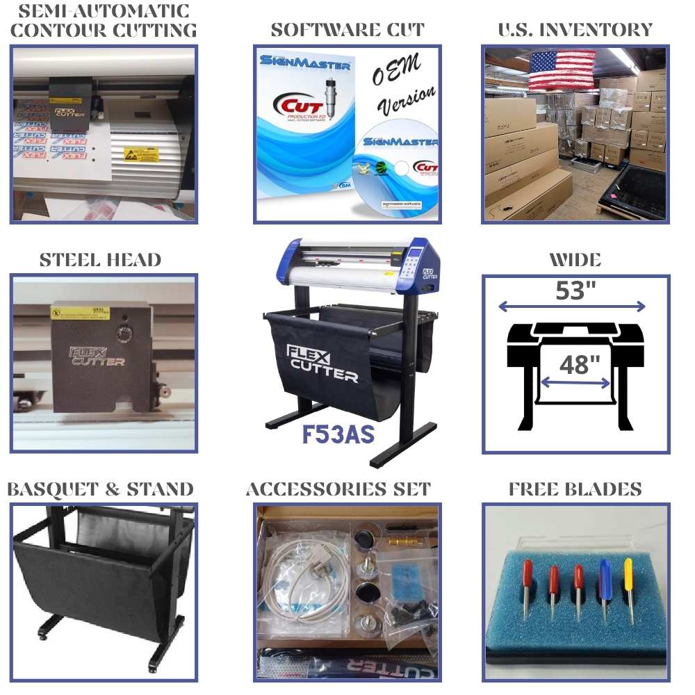 53" inches wide Vinyl Flex Cutter A53AS w/ Sensor Contour Cutting Device