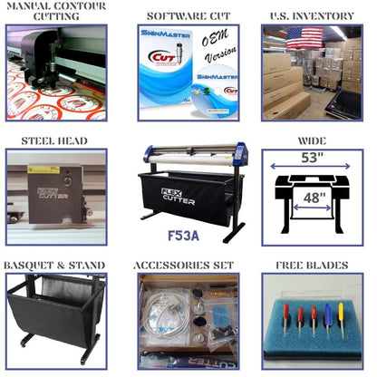 53" inches wide Vinyl Flex Cutter F53A w/ Laser Contour Cutting Function